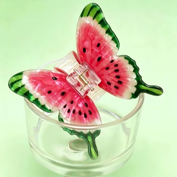 Затискач-крабик для волосся «Кавуновий метелик» 🦋🍉
